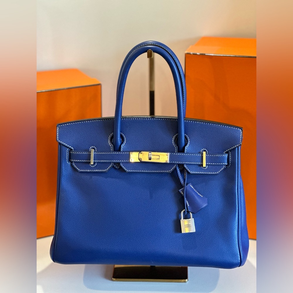 Hermes Birkin 30 Bleu Electrique Mykonos Epsom Candy PHW